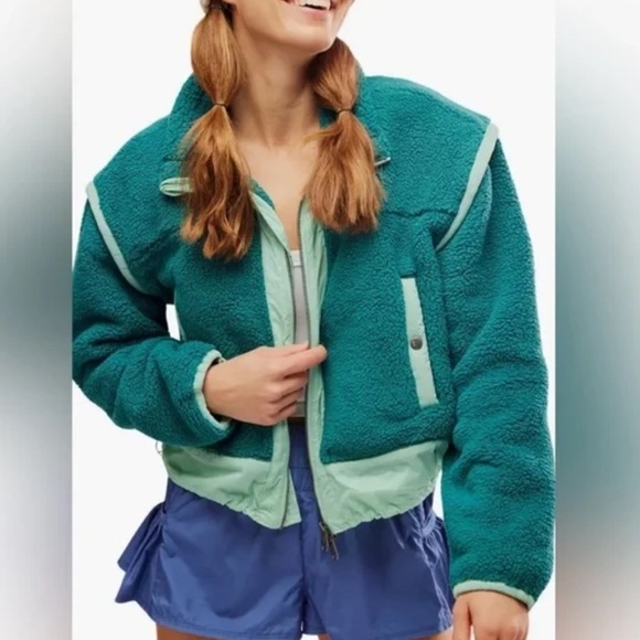 Free People Movement Womens Courtside Fleece Jacket Size M Sherpa Cropped - Picture 1 of 12